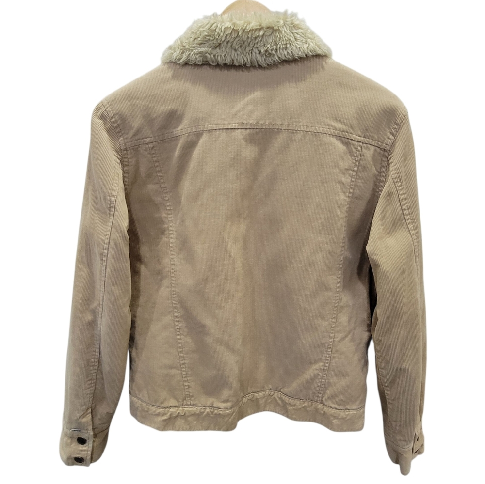 Roots 73 Corduroy Sherpa Collar Trucker Jacket Tan Quilted Lined Barn Women’s L - Picture 5 of 16